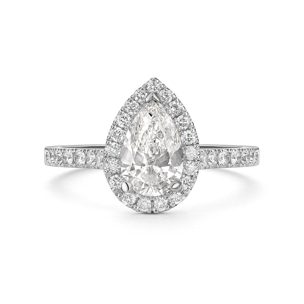 Pear Halo Diamond Ring