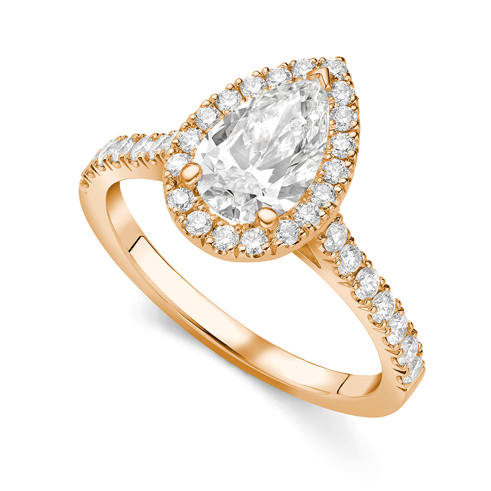 Pear Halo Diamond Ring