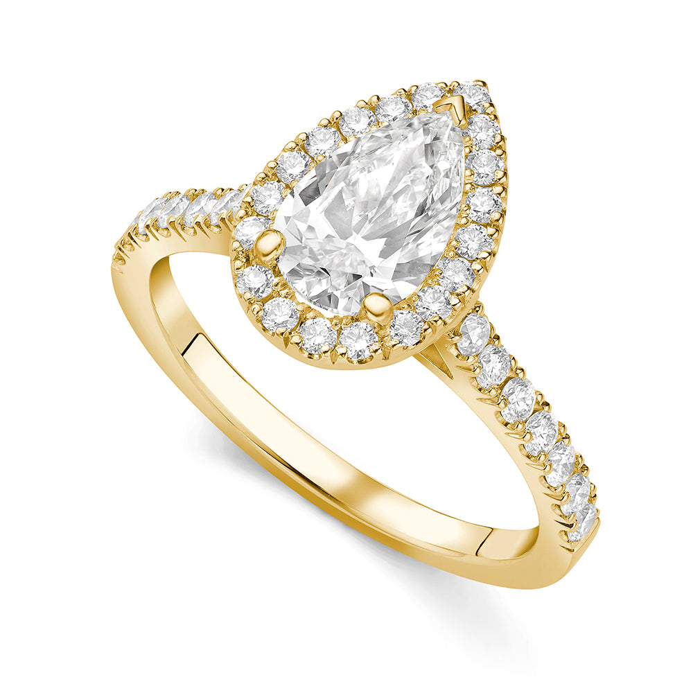 Pear Halo Diamond Ring